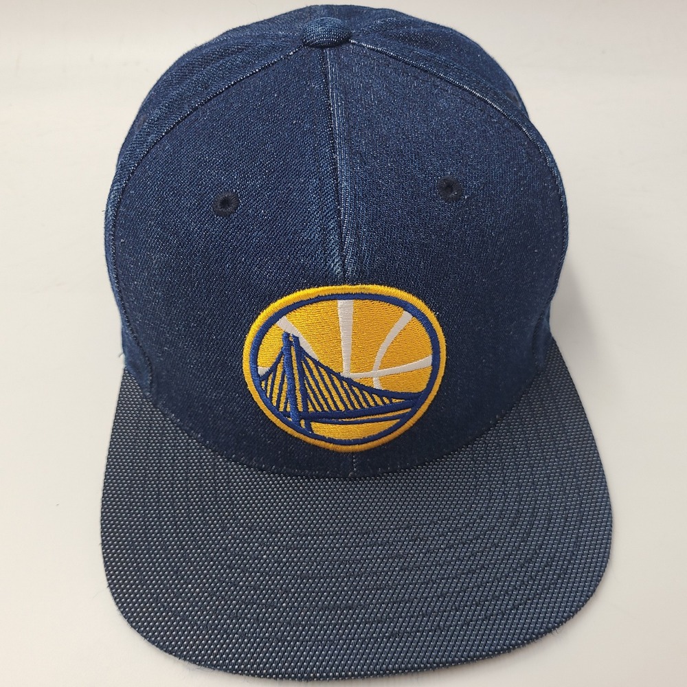 Golden‎ State Warriors Hat Snapback Mitchell & Ness Blue Yellow NBA Denim Men